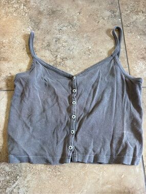 Brandy Melville Brown Button-Front Tank Top